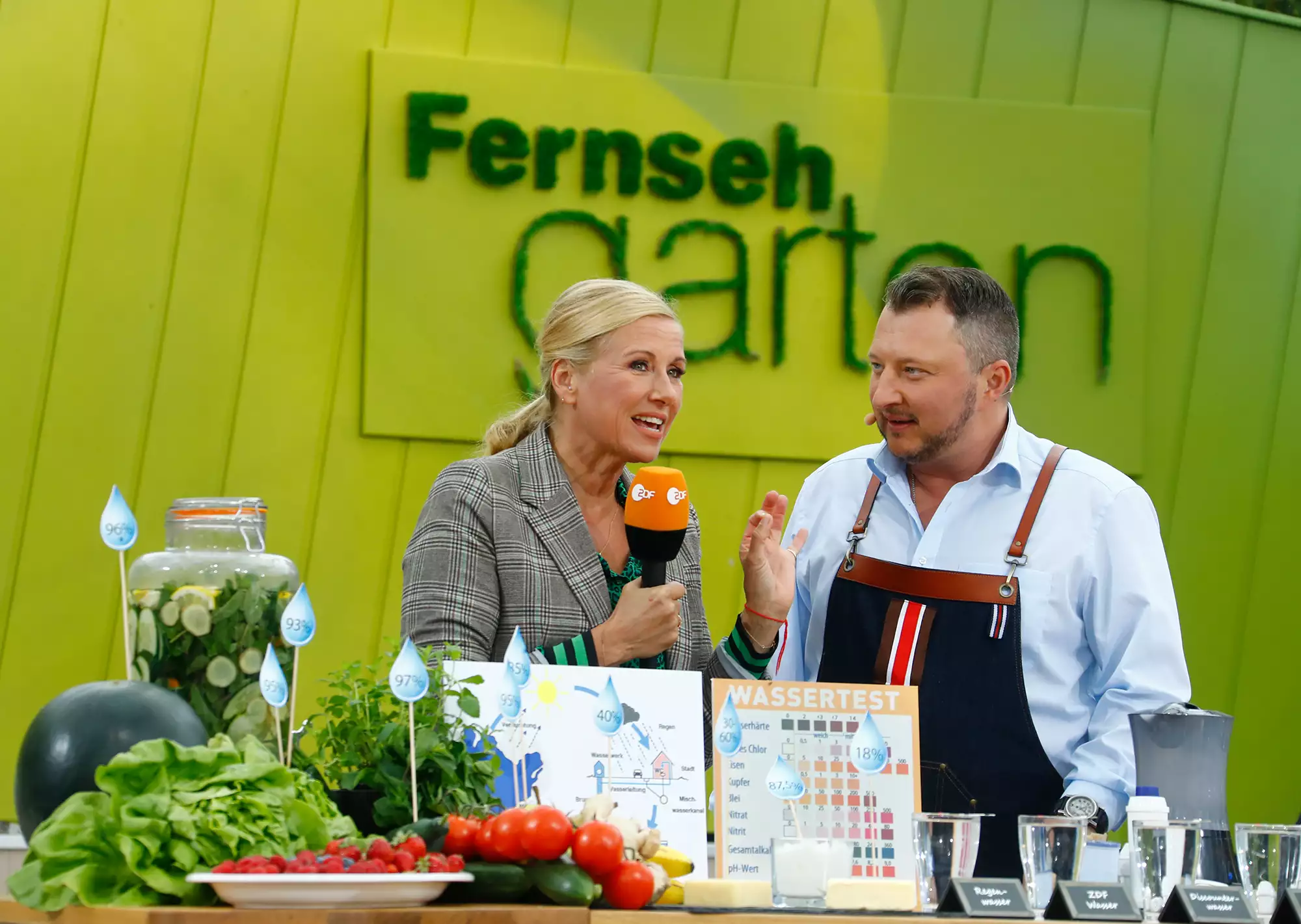 ZDF Fernsehgarten mit Andrea Kiewel, die einen Koch interviewt