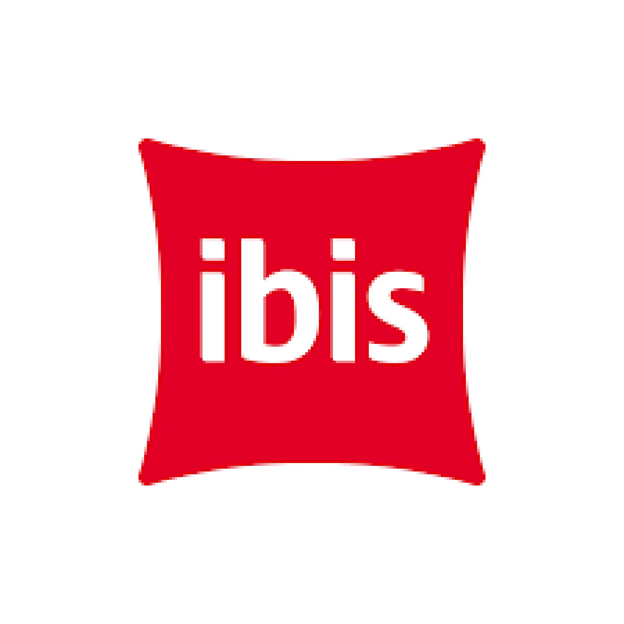 ibis Logo in weißer Schrift auf rotem Hintergrund